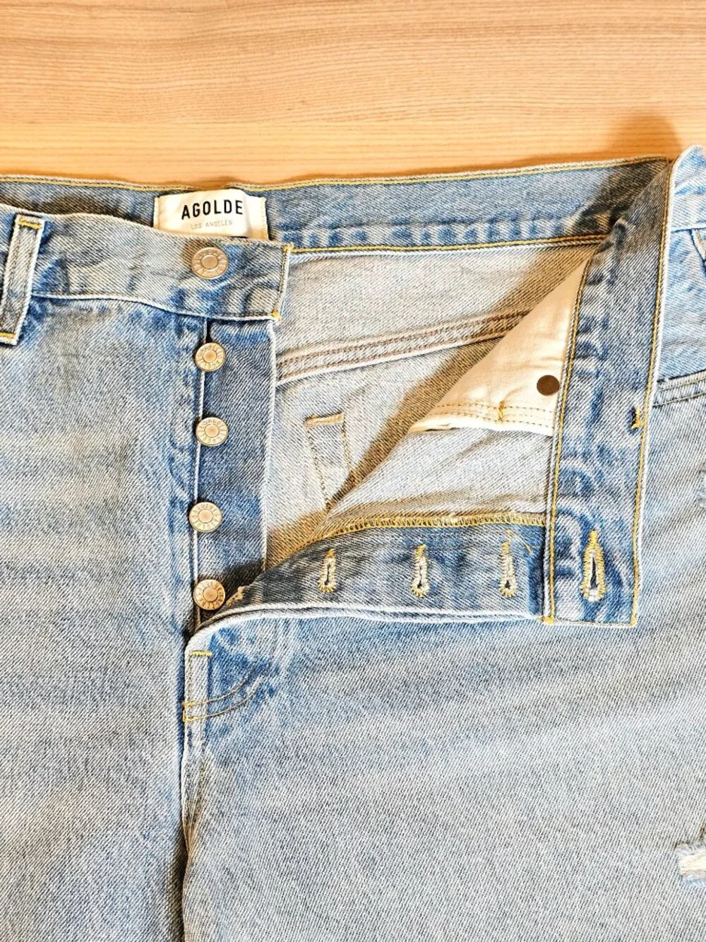 AGOLDE Parker Long Short Size 32 NWT Swapmeet Light Wash Button Fly